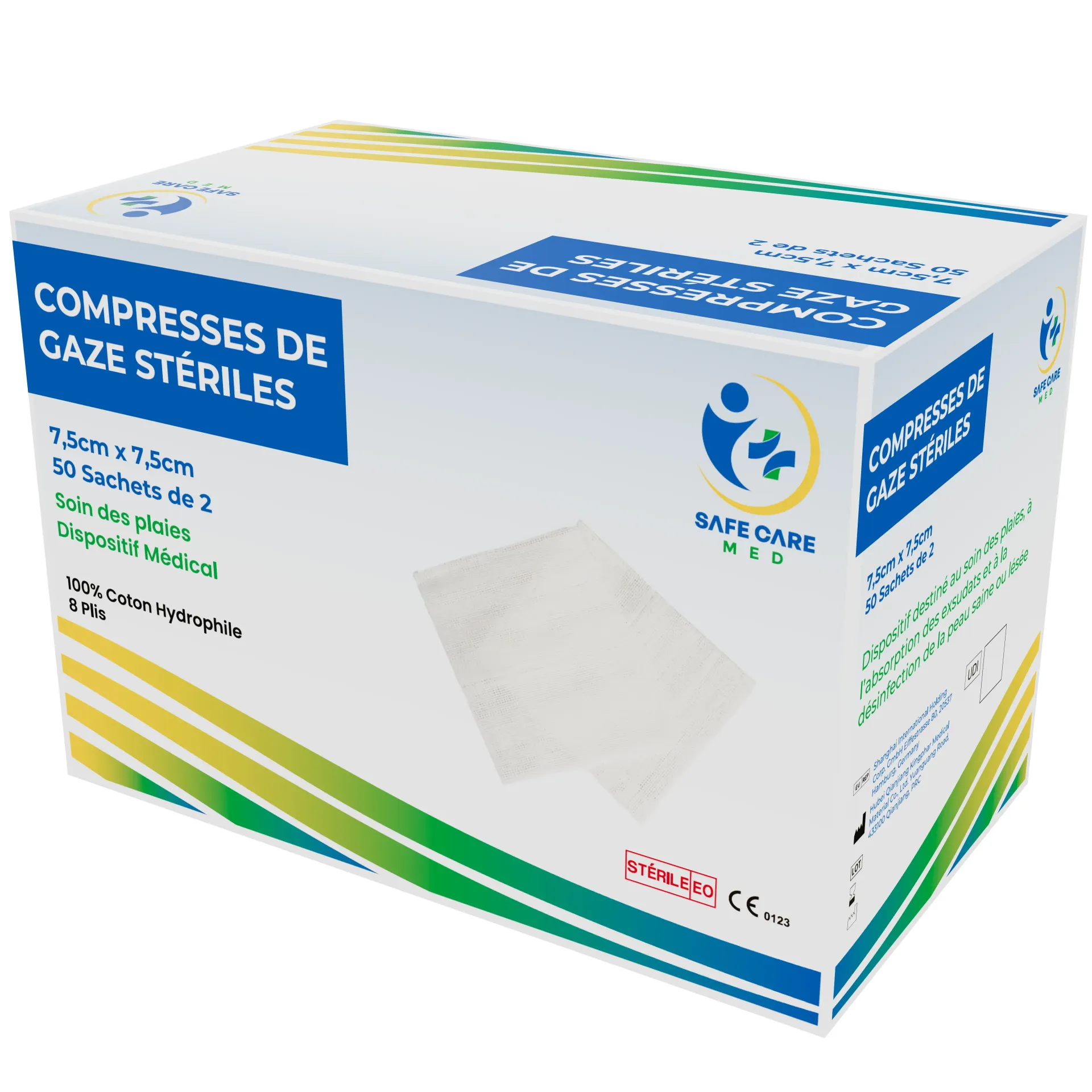 [GB0606] Compresses gaze stériles 7,5x7,5cm B/50