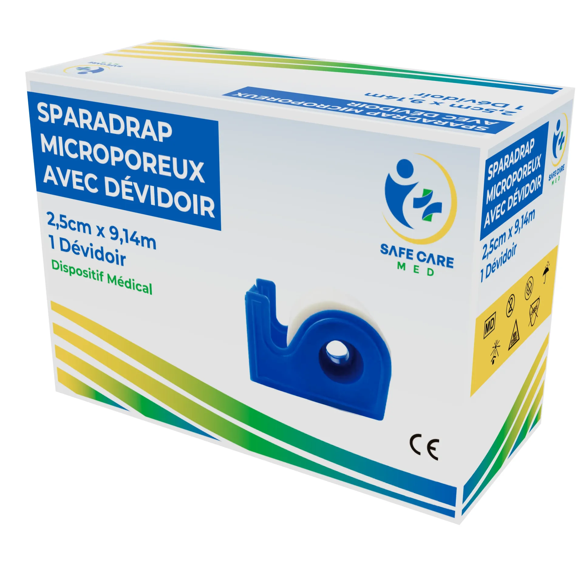 [GB0802] Sparadrap microporeux+dévidoir 2,5x9.14m B/1